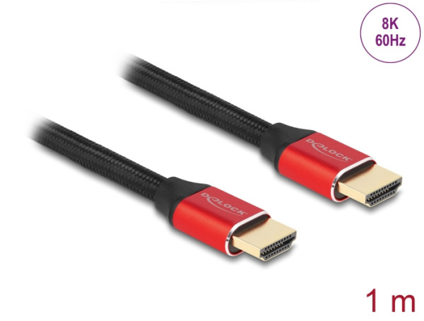 DeLOCK Ultra High Speed HDMI Kabel 48 Gbps 8K 60 Hz rot 1 m zertifiziert (85773)