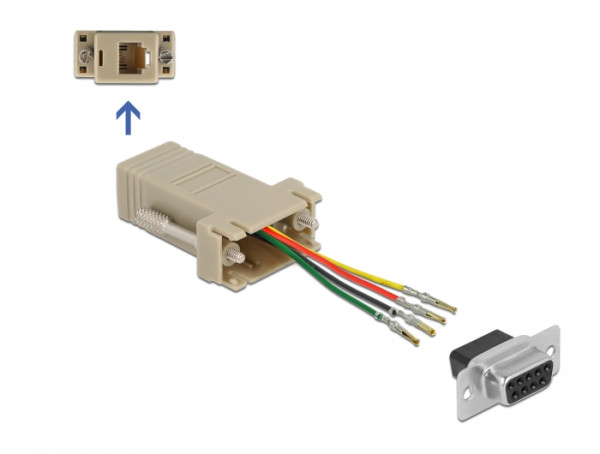 DeLOCK D-Sub 9 Pin Buchse zu RJ11/RJ14 6P/4C Buchse Montagesatz (66770)