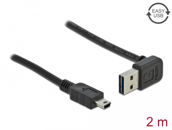 DeLOCK 2m, USB 2.0-A - USB 2.0 mini USB Kabel USB A Mini-USB B Schwarz (83544)