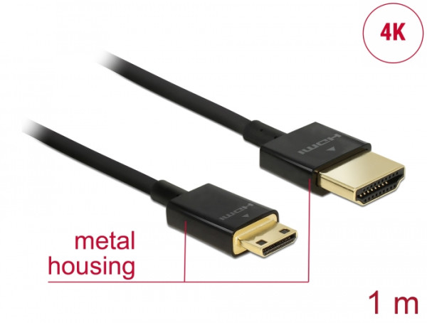 DeLOCK HDMI-A/HDMI Mini-C, 1 m HDMI-Kabel HDMI Typ A Standard HDMI Type C Mini Schwarz (84776)