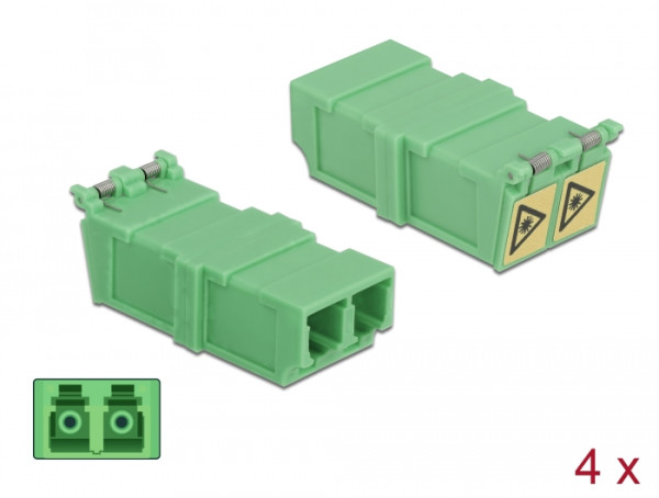 DeLOCK LWL Kupplung mit Laserschutzklappe LC Duplex Buchse zu LC Duplex Buchse 4 Stück (85927)