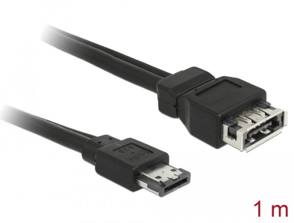 DeLOCK Power Over eSATA Extension cable male-female 1m SATA-Kabel Schwarz (84389)