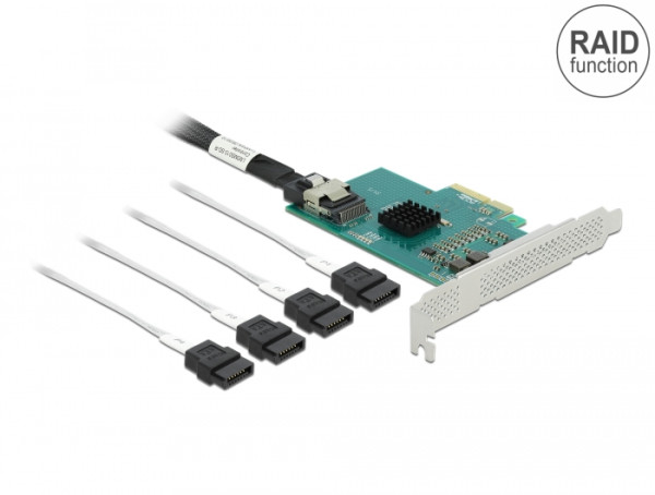 DeLOCK PCI Express x4 Karte zu 4 x SATA 6 Gb/s RAID und HyperDuo - Low Profile Formfaktor (89051)