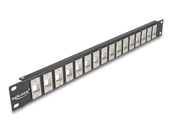 DeLOCK 19″ Keystone Patchpanel 16 Port 1 HE schwarz (66758)