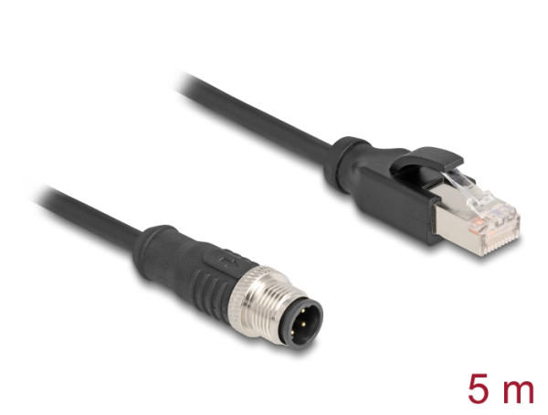 DeLOCK M12 Kabel D-kodiert 4 Pin Stecker zu RJ45 Stecker PVC 5 m (80852)
