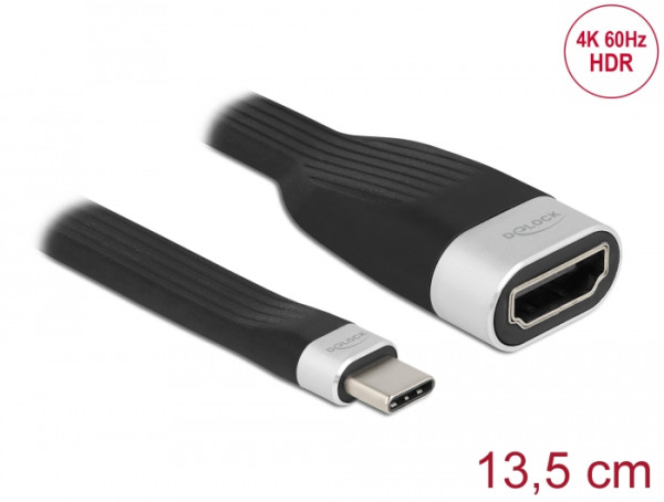 DeLOCK FPC Flachbandkabel USB Type-C zu HDMI DP Alt Mode 4K 60 Hz 13,5 cm (86729)