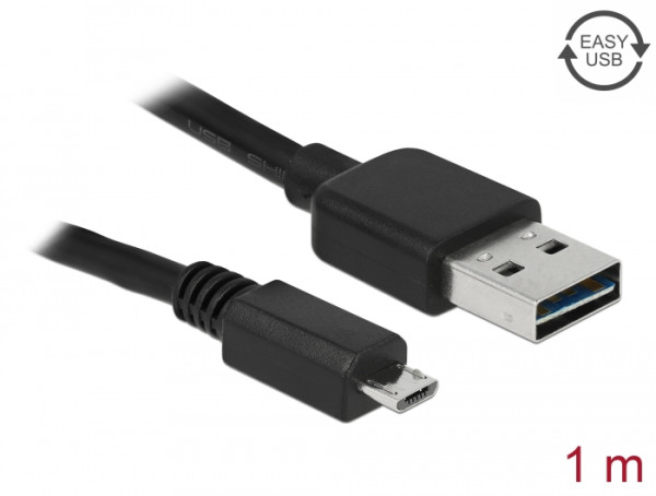 DeLOCK EASY-USB 2.0-A - USB 2.0 micro-B, 1m USB Kabel USB A Micro-USB B Schwarz (83366)