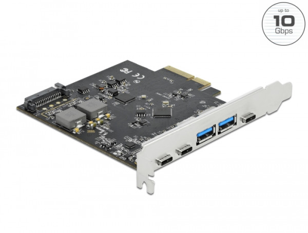 DeLOCK PCI Express x4 Karte zu 3 x USB Type-C + 2 x USB Typ-A - SuperSpeed USB 10 Gbps (89074)