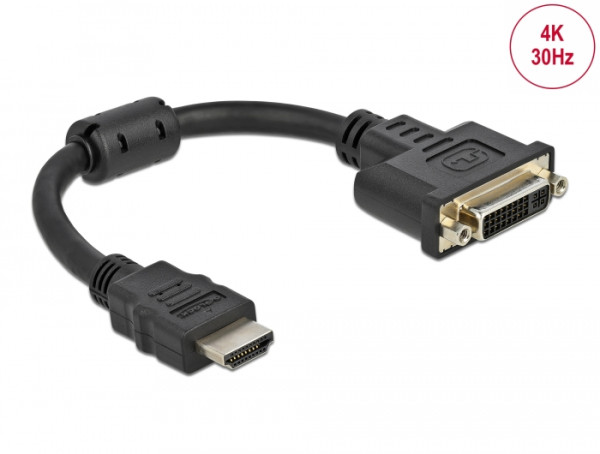 DeLOCK Adapter HDMI Stecker zu DVI 24+5 Buchse 4K 30 Hz 20 cm (65206)