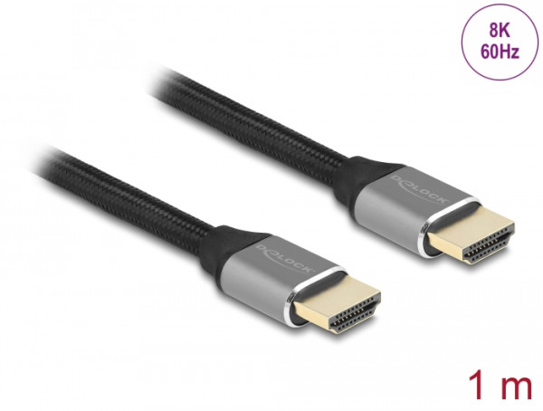 DeLOCK Ultra High Speed HDMI Kabel 48 Gbps 8K 60 Hz grau 1 m zertifiziert (83995)