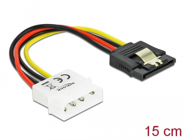 DeLOCK SATA HDD > 4pin male with metal clip – straight 0,12 m (60120)