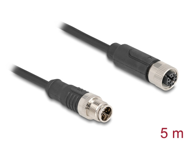 DeLOCK M12 Kabel X-kodiert 8 Pin Stecker zu Buchse PVC 5 m (80862)