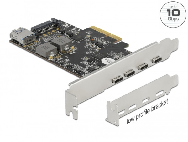 DeLOCK PCI Express x4 Karte zu 4 x USB Type-C + 1 x USB Typ-A - SuperSpeed USB 10 Gbps - Low Profile Formfaktor (90059)