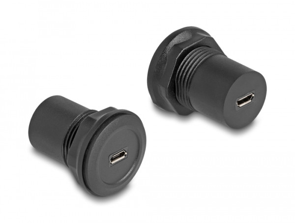 DeLOCK USB 2.0 Typ Micro-B zu USB 2.0 Typ Micro-B Einbaubuchse schwarz (66743)