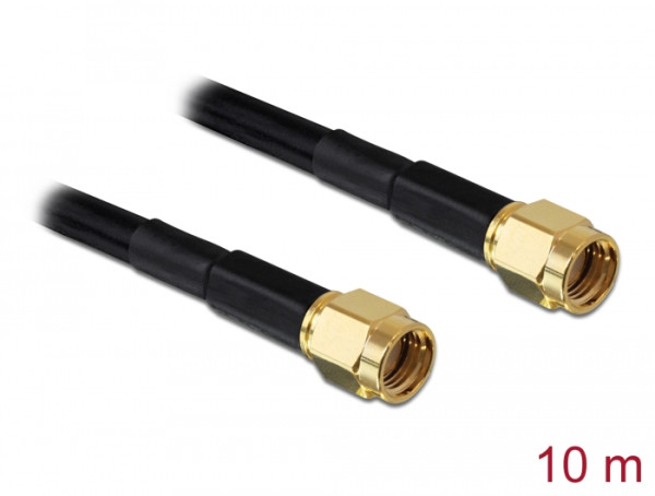 DeLOCK RP-SMA - RP-SMA, 10m Koaxialkabel Schwarz (88658)