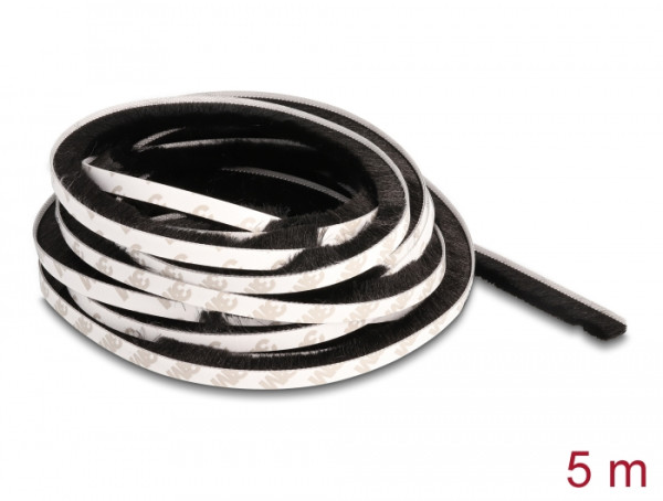 DeLOCK Bürstenstreifen selbstklebend 10 mm - Länge 5 m schwarz (66894)
