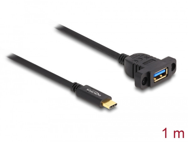 DeLOCK SuperSpeed USB 10 Gbps USB 3.2 Gen 2 Kabel USB Type-C Stecker zu USB Typ-A Buchse 1 m zum Einbau schwarz (87826)