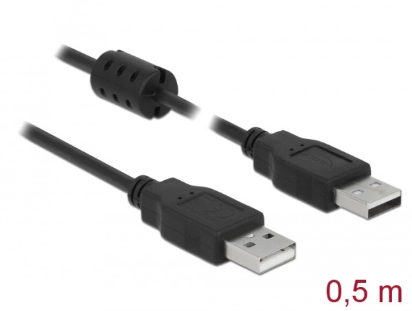 DeLOCK 0.5m, 2xUSB 2.0-A USB Kabel USB 2.0 0,5 m USB A Schwarz (84888)