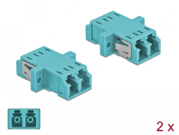 DeLOCK LWL Kupplung LC Duplex Buchse zu LC Duplex Buchse Multimode 2 Stück hellblau (86536)