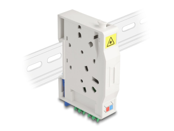DeLOCK LWL Anschlussdose für Hutschiene mit Spleißhalter und 2 x LC Duplex Kupplung (85936)