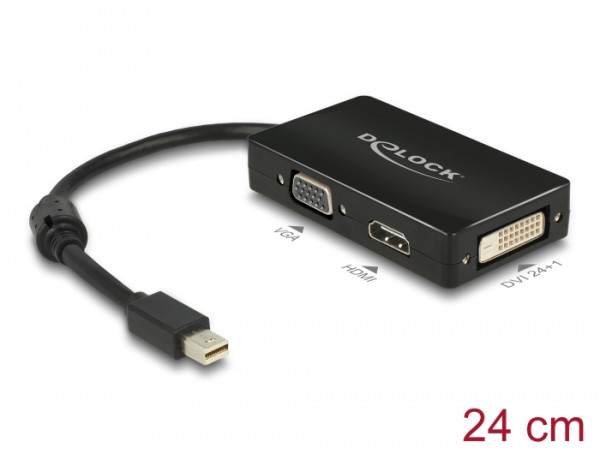 DeLOCK 0.16m DisplayPort/VGA + HDMI + DVI 0,16 m Mini DisplayPort VGA D-Sub+ HDMI + DVI Schwarz (62631)
