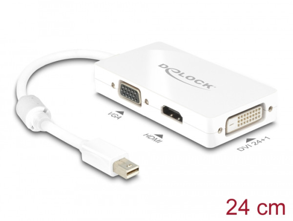 DeLOCK 0.16m DisplayPort/VGA + HDMI + DVI 0,16 m Mini DisplayPort VGA D-Sub+ HDMI + DVI Weiß (62630)