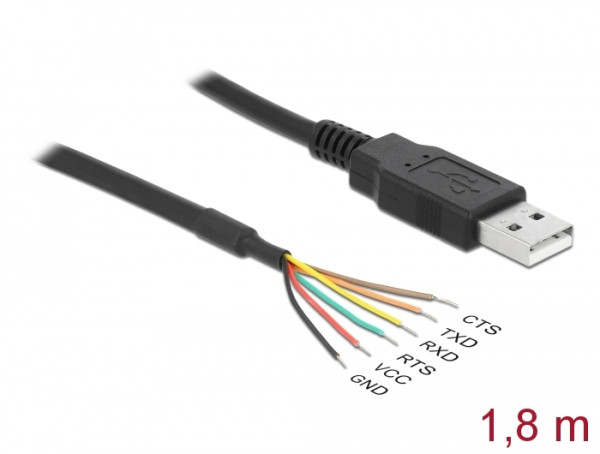 DeLOCK 83116 Serien-Kabel Schwarz 1,8 m USB Typ-A DB-9 (83116)