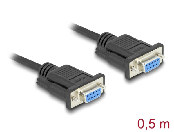 DeLOCK Seriell Kabel RS-232 D-Sub9 Buchse zu Buchse mit schmalem Steckergehäuse 0,5 m (86822)