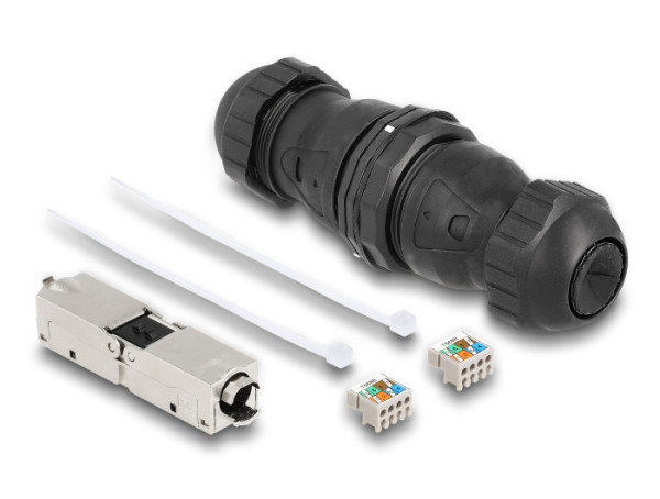 DeLOCK Kabelverbinder LSA zu LSA Cat.6A IP68 staub- und wasserdicht schwarz (67045)
