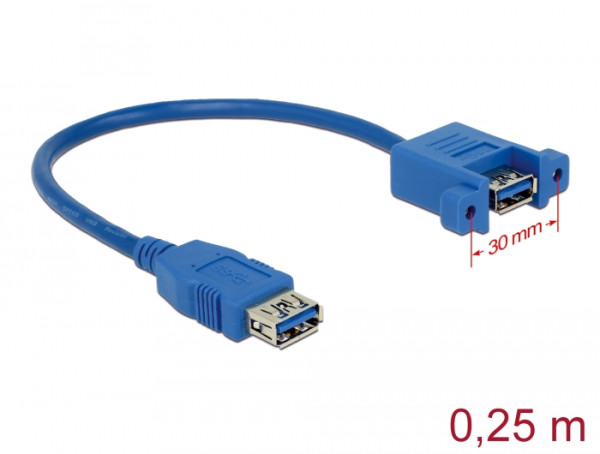 DeLOCK 0.25m 2xUSB3.0-A USB Kabel USB 3.2 Gen 1 3.1 Gen 1 0,25 m USB A Blau (85111)