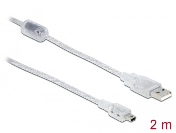 DeLOCK 83907 USB Kabel USB 2.0 2 m USB A Mini-USB B Transparent (83907)