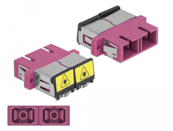DeLOCK LWL Kupplung mit Laserschutzklappe SC Duplex Buchse zu SC Duplex Buchse Multimode violett (86896)