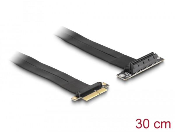 DeLOCK Riser Karte PCI Express x4 Stecker zu x4 Slot 90° gewinkelt mit Kabel 30 cm (88025)