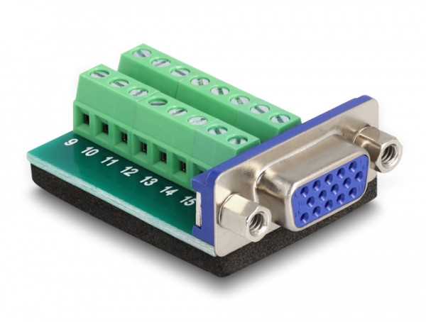 DeLOCK Adapter VGA female > Terminal Block 16pin Grün (65170)