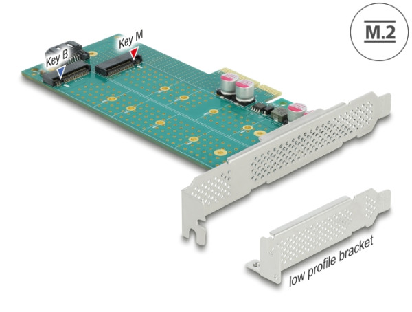 DeLOCK PCI Express x4 Karte zu 1 x M.2 Key B + 1 x NVMe M.2 Key M - Low Profile Formfaktor (89047)