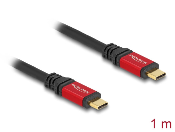DeLOCK USB 10 Gbps Kabel USB Type-C Stecker zu Stecker PD 3.0 100 W E-Marker 1 m rot Metall (80098)