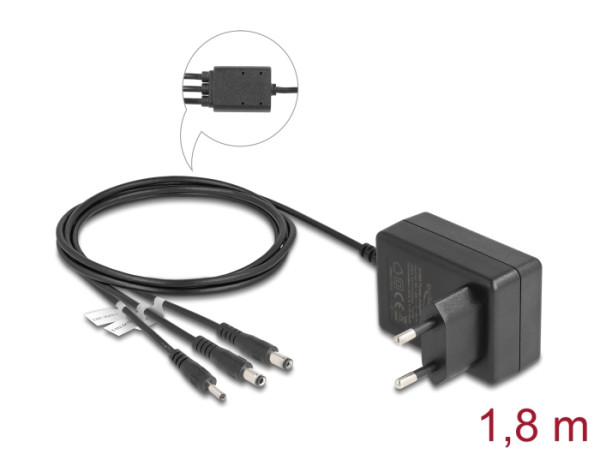 DeLOCK Externes Netzteil DC 3,5 x 1,35 mm, DC 5,5 x 2,1 mm, DC 5,5 x 2,5 mm 5,0 V / 2,0 A / 10,0 W (41466)