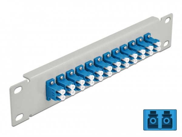 DeLOCK 10″ LWL Patchpanel 12 Port LC Duplex blau 1 HE grau (66786)