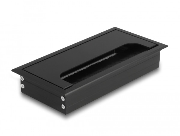 DeLOCK Kabeldurchführung für Tischeinbau mit Bürste 160 x 80 x 28 mm schwarz (66856)