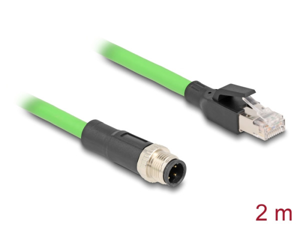DeLOCK M12 Kabel D-kodiert 4 Pin Stecker zu RJ45 Stecker PUR TPU 2 m (80427)
