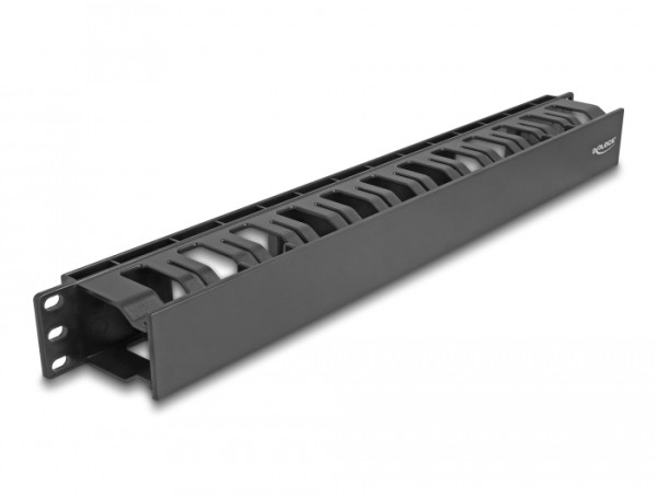 DeLOCK 19″ Kabelmanagement Rangierpanel mit 2 Öffnungen 1 HE schwarz Kunststoff (67021)