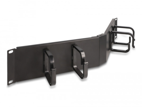 DeLOCK 19″ Kabelmanagement Rangierpanel mit 4 Bügeln 2 HE gewinkelt schwarz (66978)