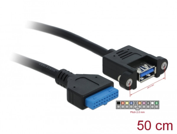 DeLOCK 0.5m USB 3.0 F/F USB Kabel 0,5 m USB A IDC Schwarz (83118)