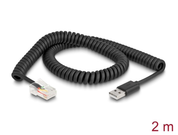 DeLOCK RJ50 zu USB 2.0 Typ-A Spiralkabel 2 m (90602)
