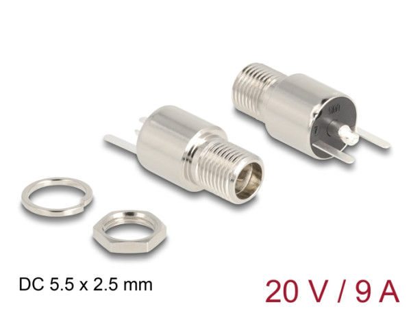 DeLOCK Steckverbinder DC 5,5 x 2,5 mm Buchse zum Einbau Lötversion - rund 20 V / 9 A (90171)