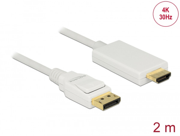 DeLOCK 83818 Videokabel-Adapter 2 m DisplayPort HDMI Weiß (83818)