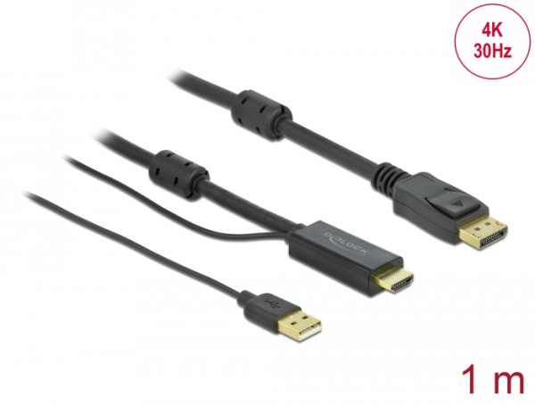 DeLOCK HDMI zu DisplayPort Kabel 4K 30 Hz 1 m (85963)