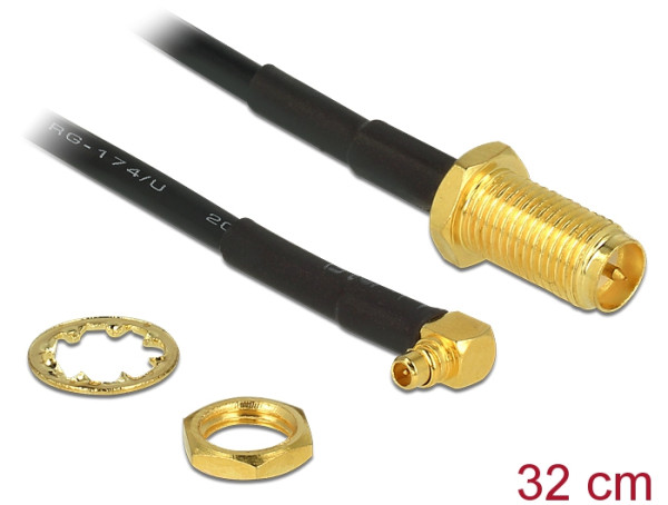 DeLOCK 88936 Koaxialkabel RG-174 0,32 m RP-SMA MMCX Schwarz (88936)