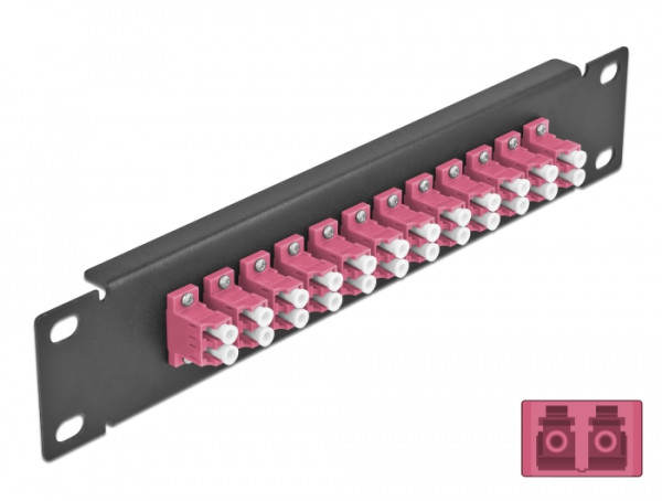 DeLOCK 10″ LWL Patchpanel 12 Port LC Duplex violett 1 HE schwarz (66769)