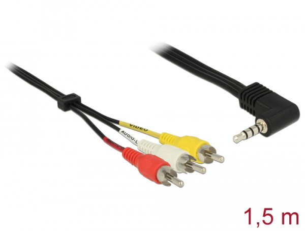 DeLOCK 84724 Audio-Kabel 1,5 m 3.5mm 3 x RCA Schwarz (84724)